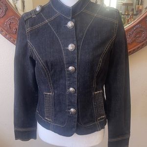 Old Navy Dark wash military denim jacket